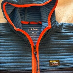L.L. Bean Kids Navy and Bright Orange Hoodie